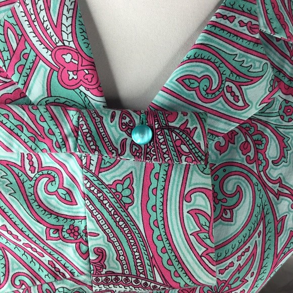 Jones New York Women Blouse Tie front Small Green Pink Paisley Small - Picture 8 of 15